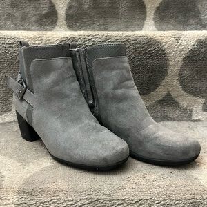 Graphite faux Suede side zip ankle boots / booties